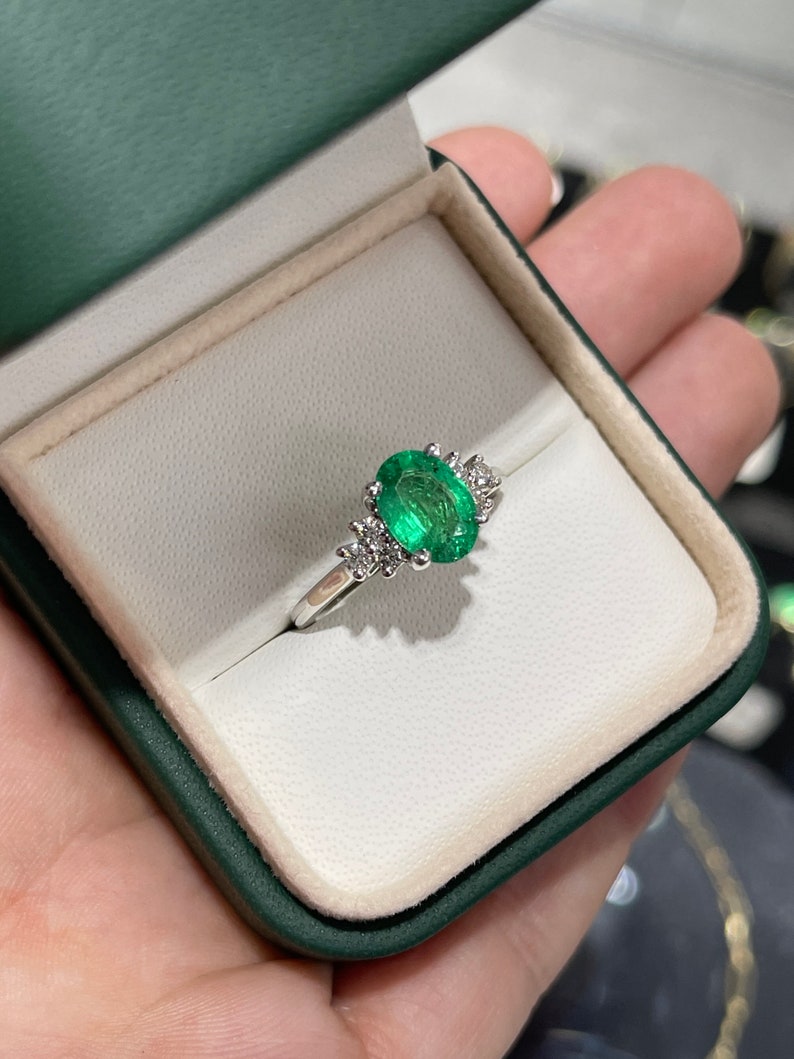 Emerald & Diamond Accent Engagement Ring