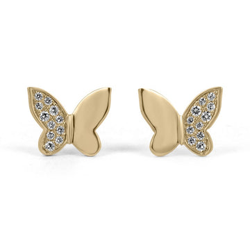 Natural Diamond Modern Petite Butterfly Wing Trendy Stud Earrings