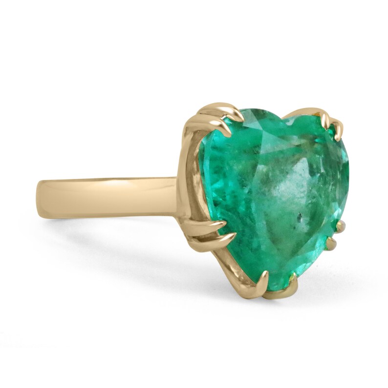 Emerald-Heart Cut Solitaire Gold Ring