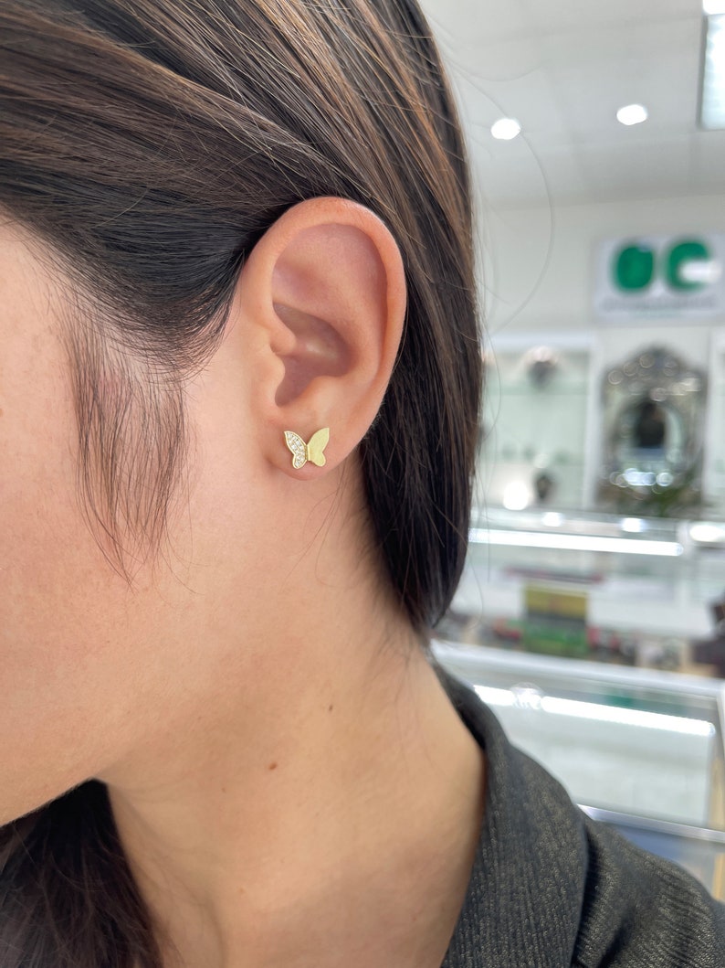 Trendy Solid Gold Butterfly Earrings