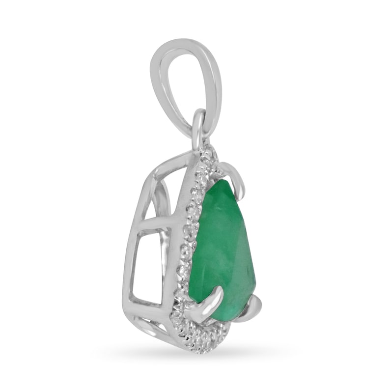Emerald & Diamond Halo Necklace