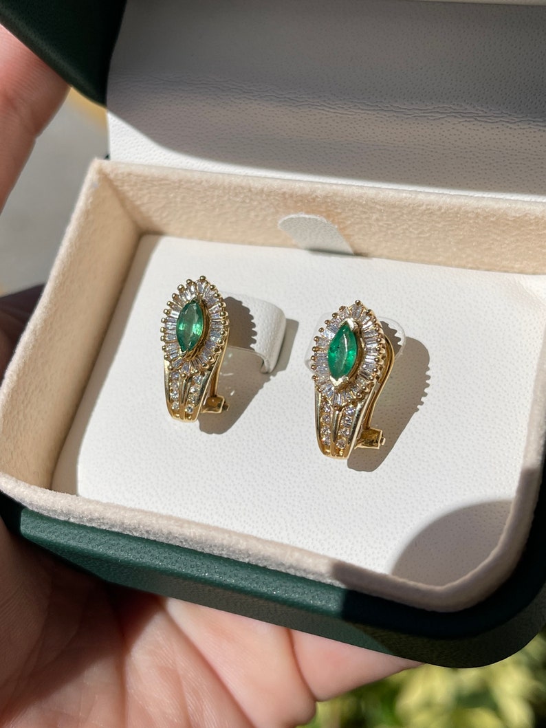 Emerald & Diamond Accent Earrings