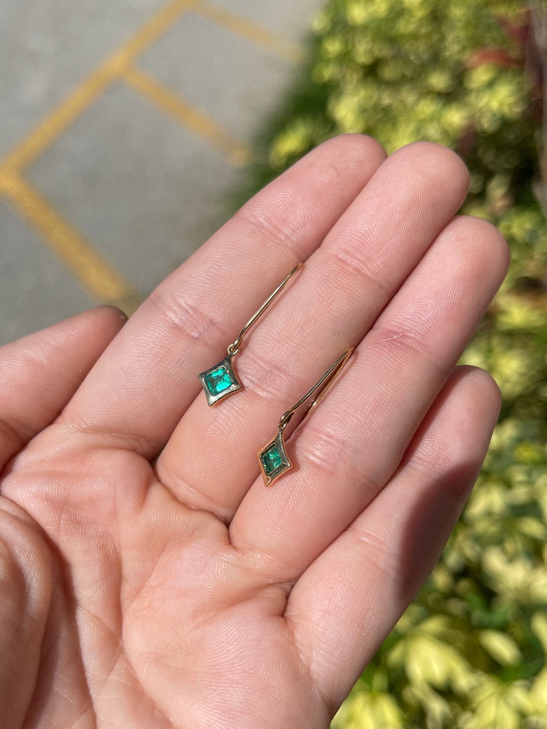 Vivid Yellowish Green Emerald Earrings