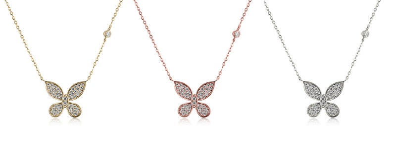 0.40tcw 14K Woman's Natual Diamond Butterfly Adjustable Solid Gold Cable Chain Necklace