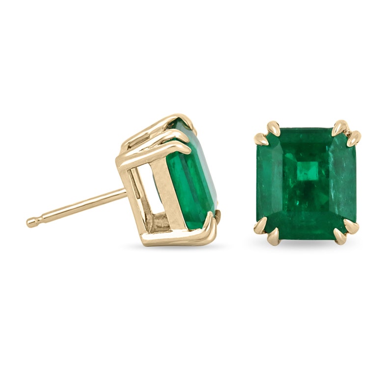 AAA+ Grade 6.31tcw 18K Colombian Emerald Earrings