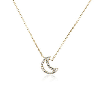 Open Crescent Adjustable Cable Chain Moon Necklace