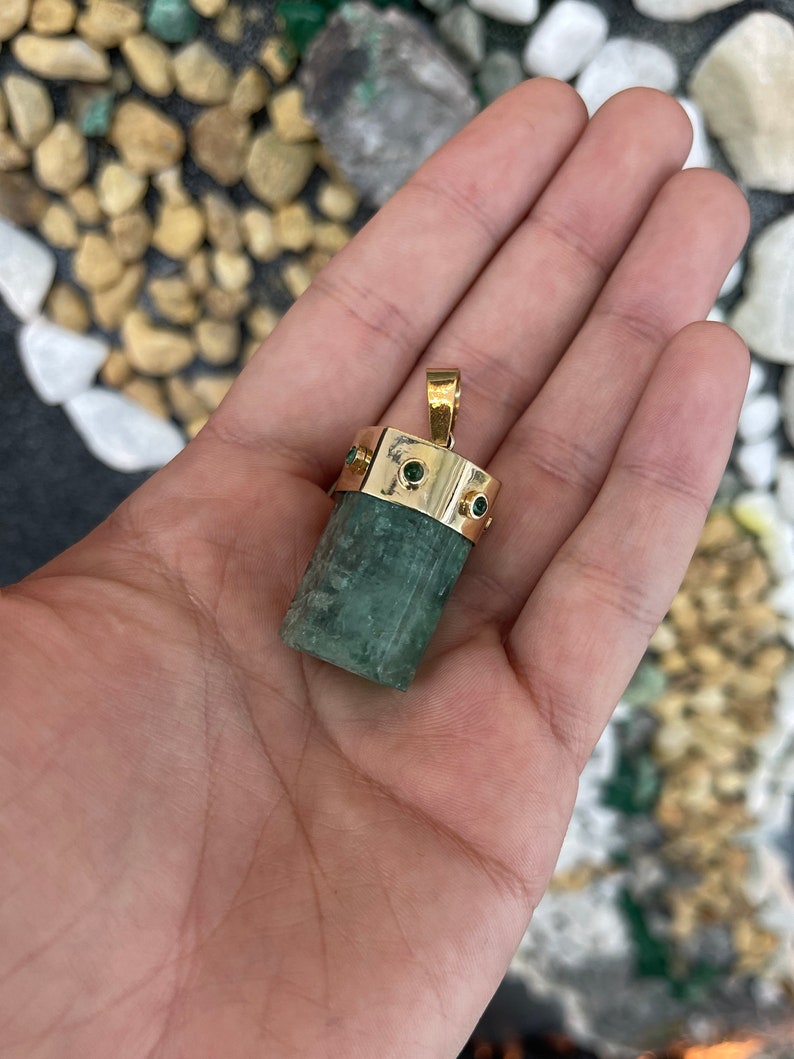 113.60tcw Natural Raw Rough Mens Unique Single Terminated Emerald Crystal Pendant Necklaces