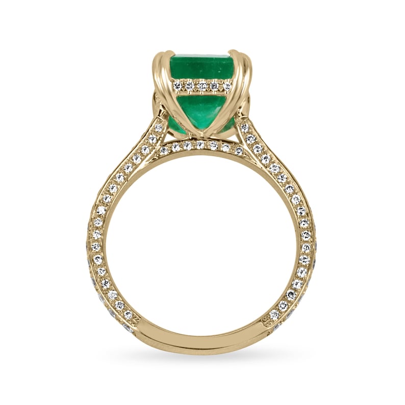 Emerald & Pave Diamond Accents Engagement Ring