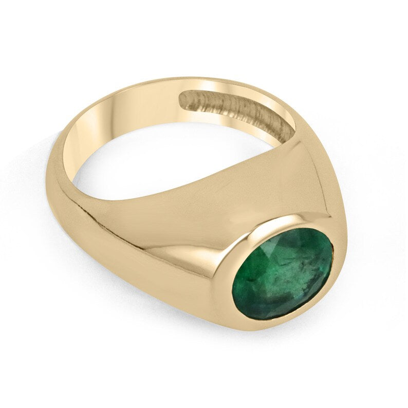 Emerald Bezel Solitaire Ring 18K
