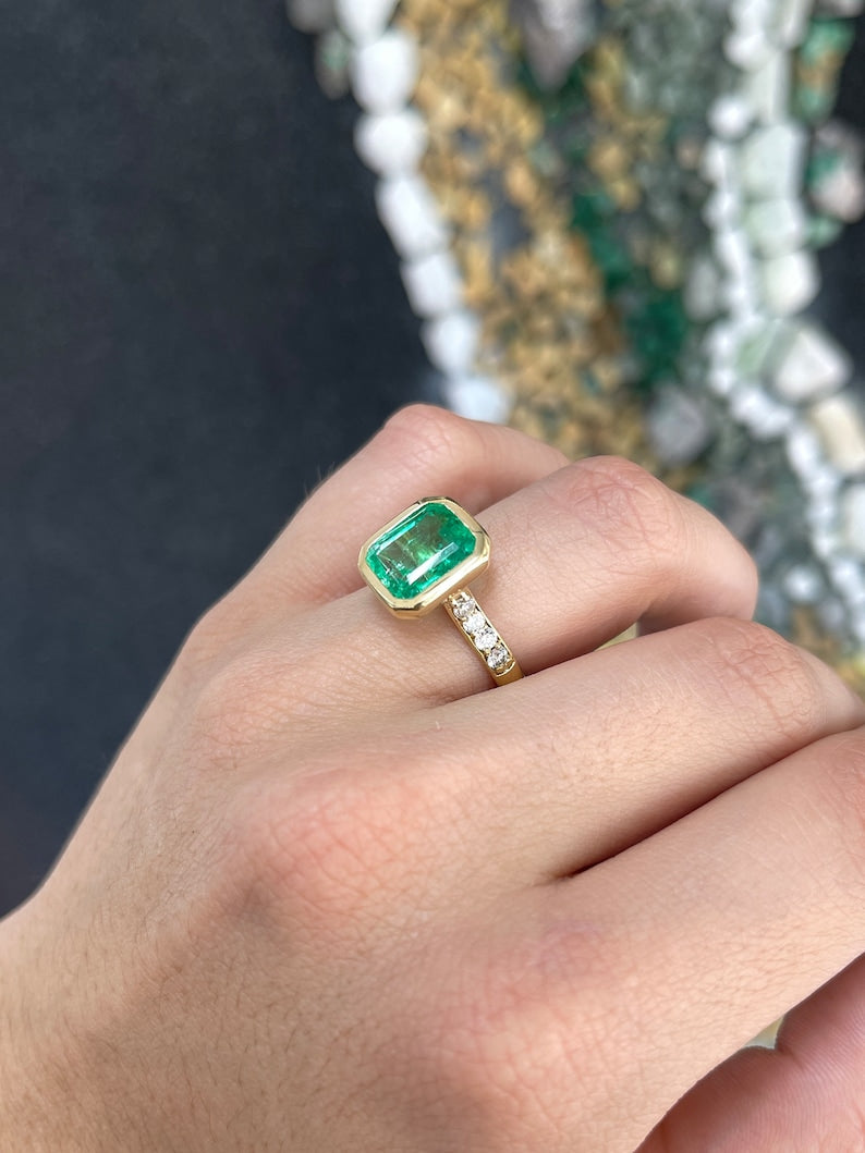 Emerald Solitaire With Accents Ring