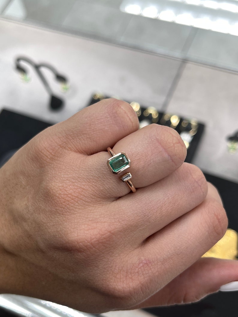 1.05tcw Emerald Cut and Baguette Diamond 2 Stone Cuff Statement Toi Et Moi Ring