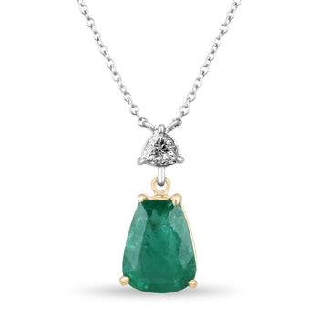 Emerald & Trillion Cut Diamond Accent Statement Necklace