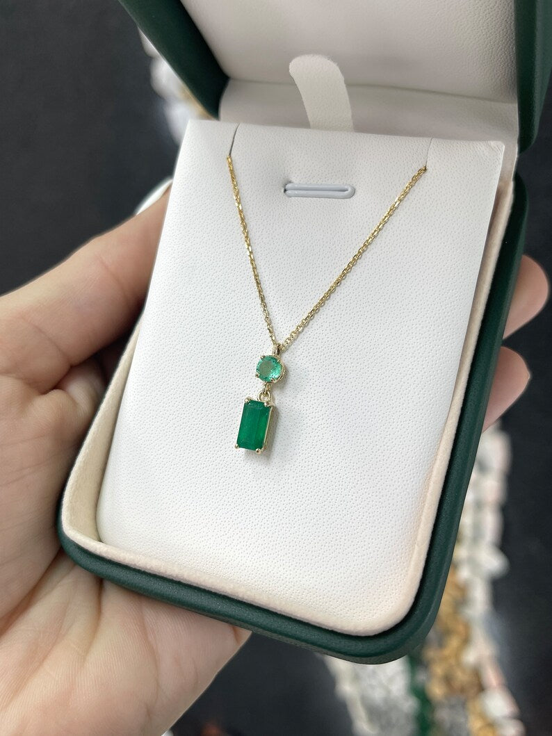 14 k gold emerald necklace pendant good NWT