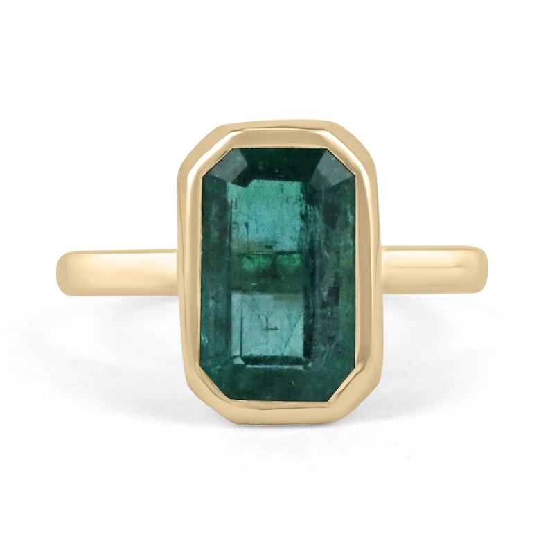 Emerald Bezel Stackable Solitaire Anniversary Engagement Ring