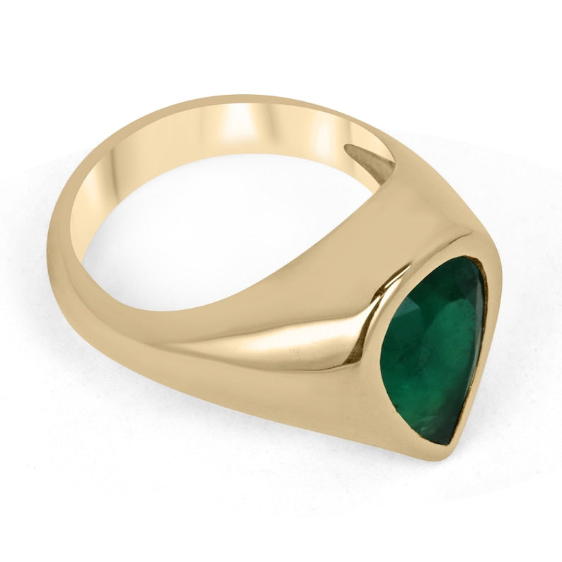 Teardrop Emerald Gold Gypsy Ring