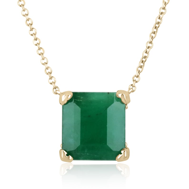 14x14 Solitaire Square Emerald Stationary Anniversary Necklace