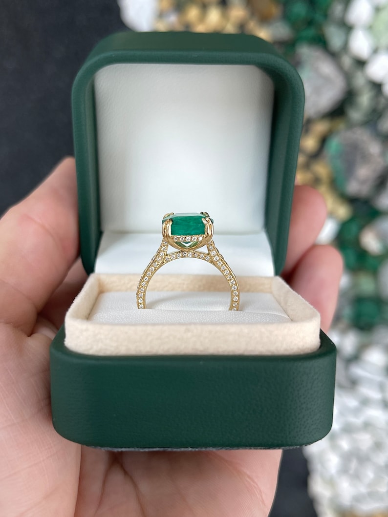 5.79tcw 18K Top Quality Cushion Heirloom Emerald & Diamond Statement Anniversary Engagement Ring