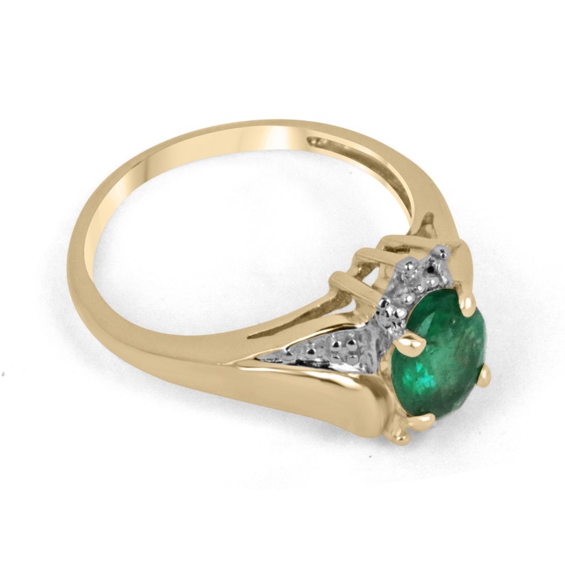 Two Toned Gold Emerald Diamond Ring 14K