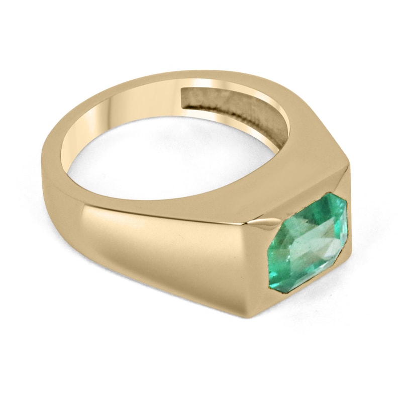 Emerald Solitaire Signet Ring