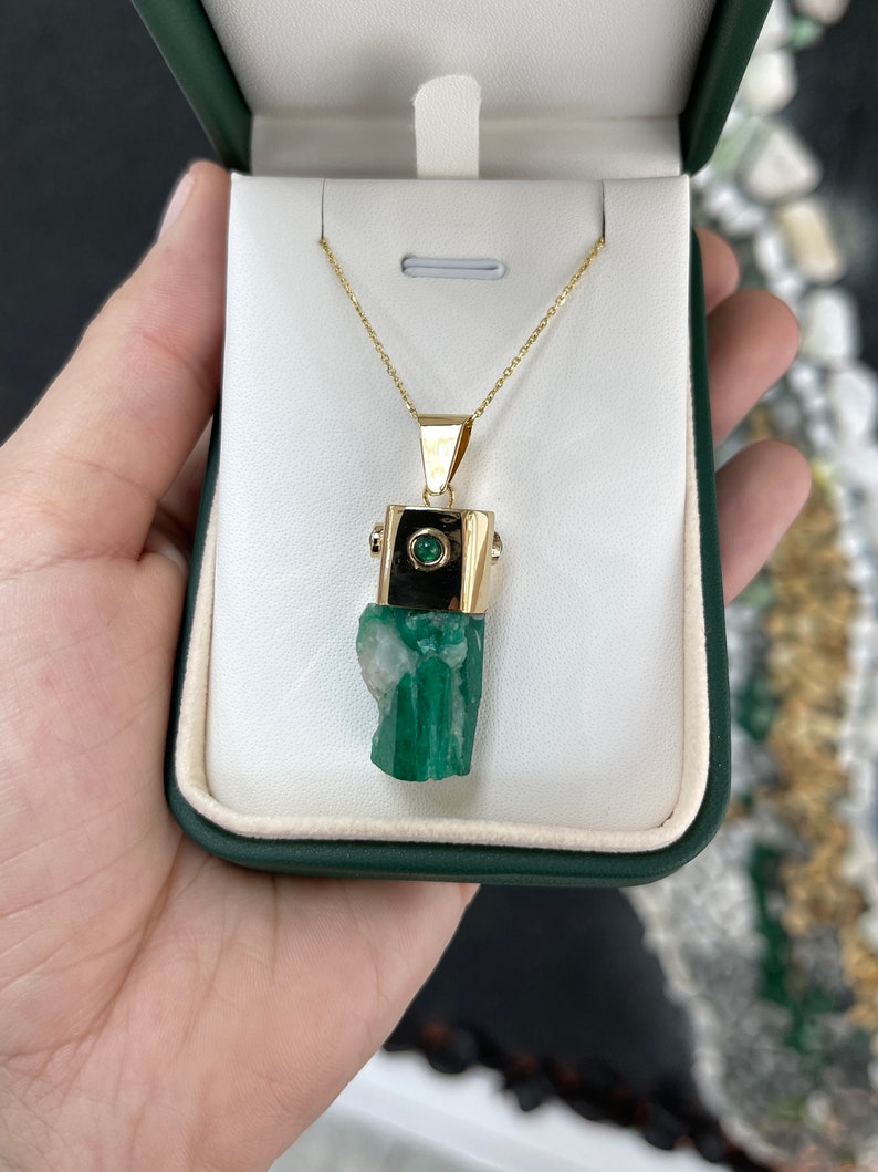  Unique Emerald Pendant 14K