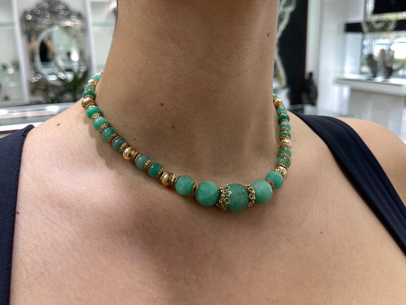 Large Natural Emerald Bead Necklace