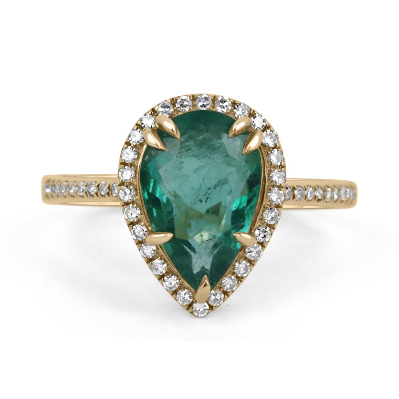 Diamond Dark Bluish Green Halo Shank Engagement Ring