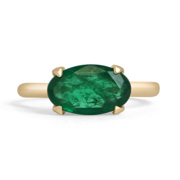 Emerald Prong Set Solitaire Yellow Gold Ring