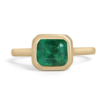 Emerald Cut E-W Solitaire Bezel Ring