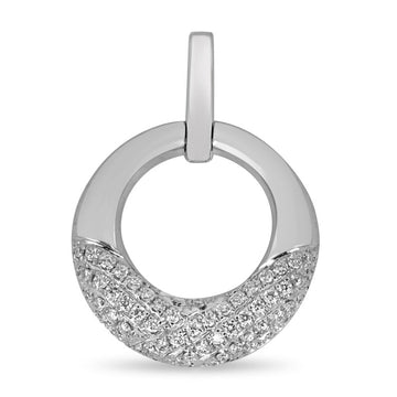 Circle Shape Diamond White Gold Pave Setting Pendant Necklace