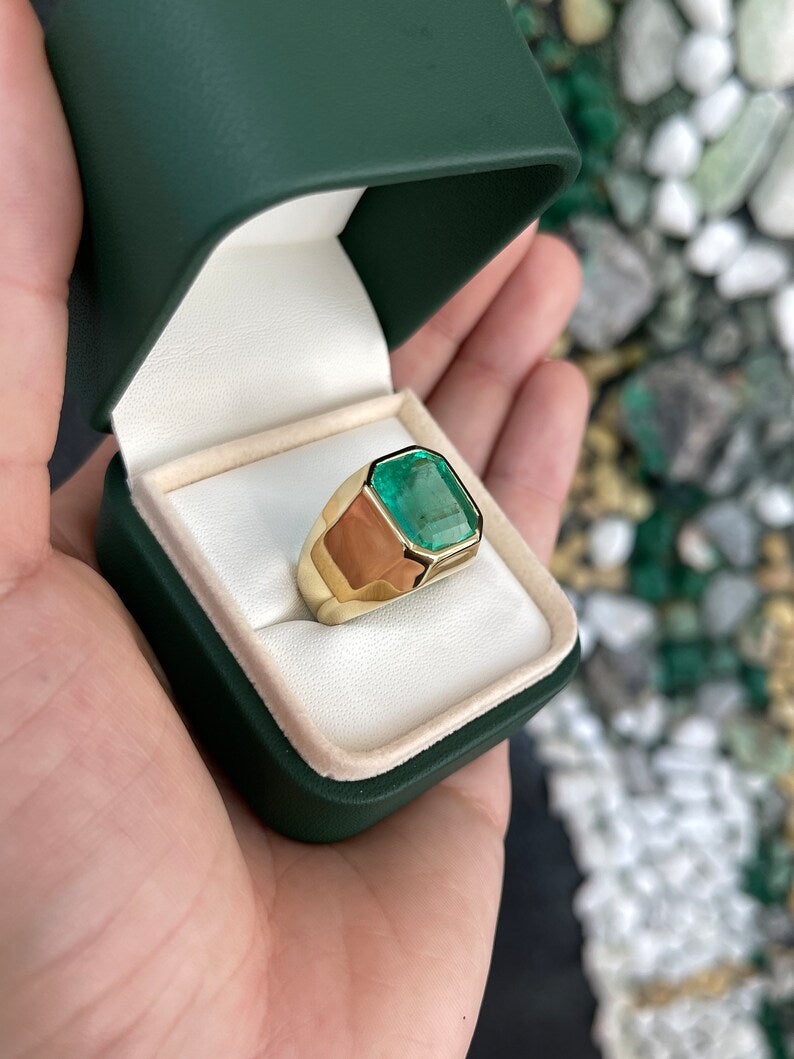 Mens Emerald Ring Natural Green Esmeralda Bague real emerald stone ring  gift | eBay