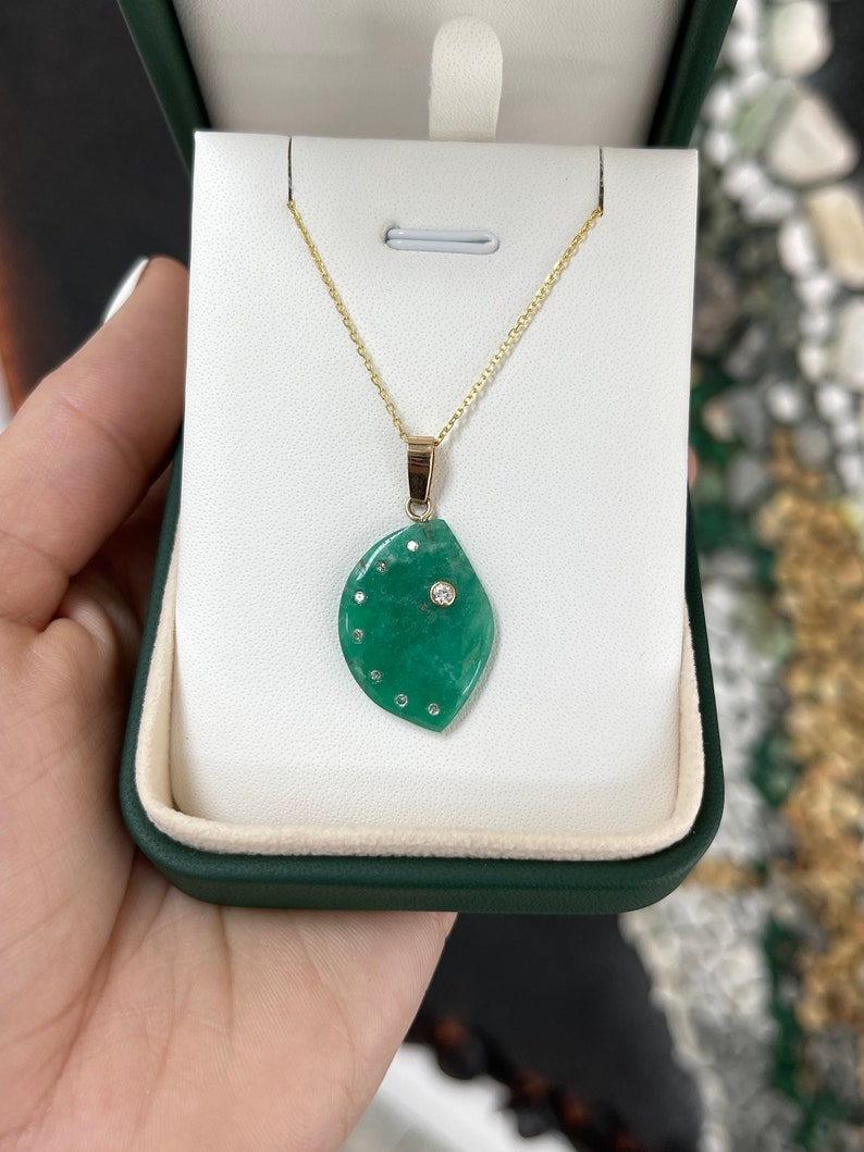 Natural Raw Emerald Diamond Necklace
