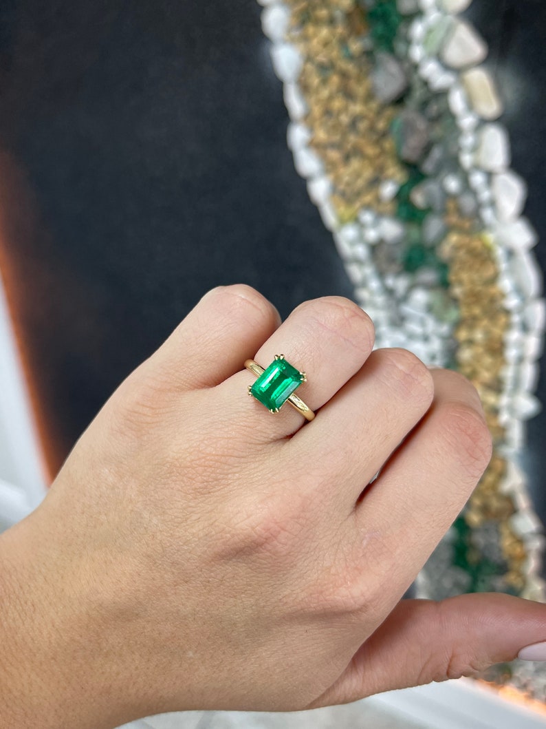 3.05cts AAA Emerald Solitaire 18K Gold Engagement Gold Ring - JR Colombian Emeralds