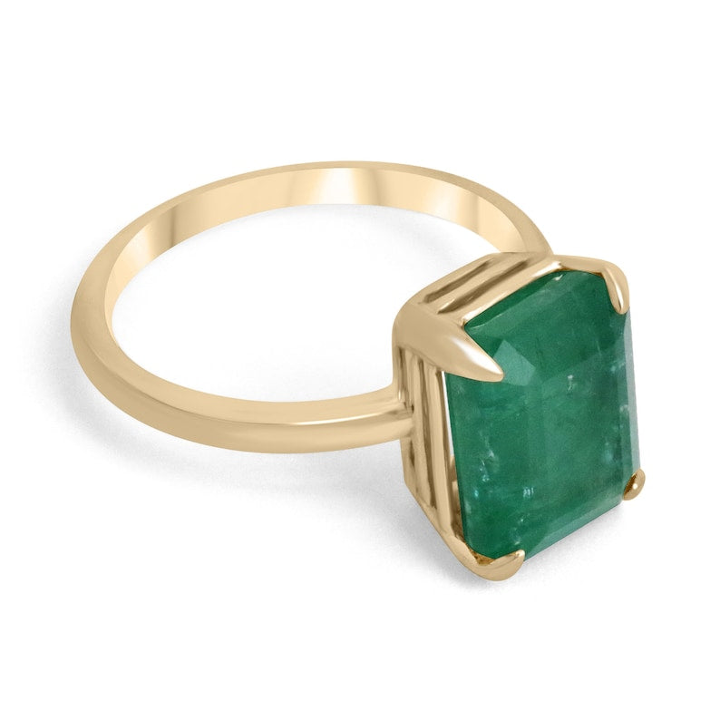 Medium Mossy Green Emerald Ring