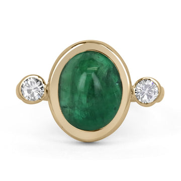 Dark Green Three Stone Gold Ring