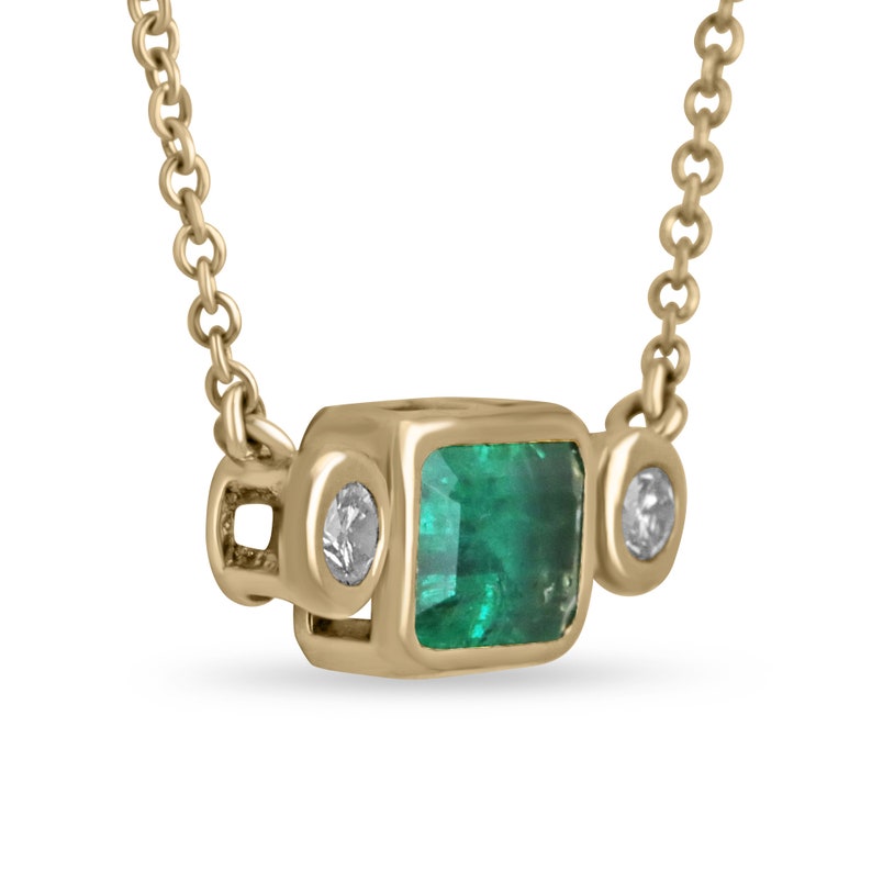 Emerald & Diamond Bezel Necklace