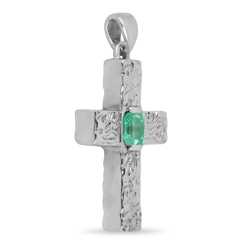 Square Emerald Cross Pendant