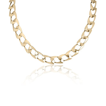 Gold Flat Curb Chain Styled Necklace