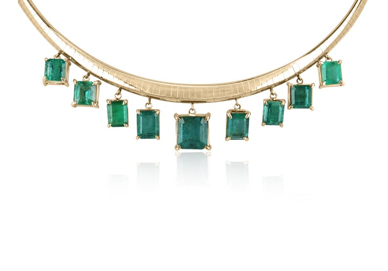 Emerald Statement Gold Omega Chain Necklace
