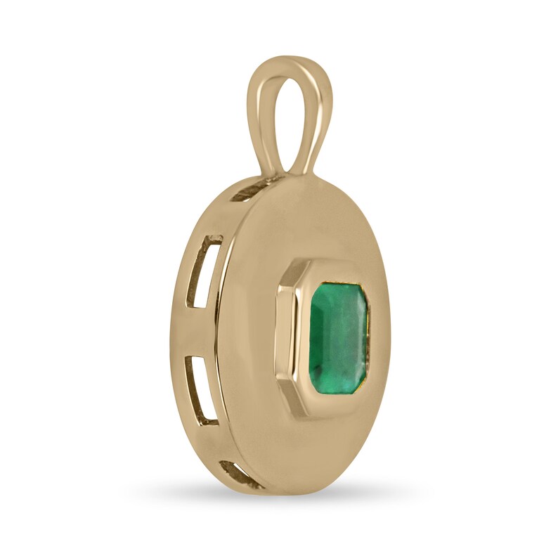 Asscher Cut Emerald 14K Gold Necklace 