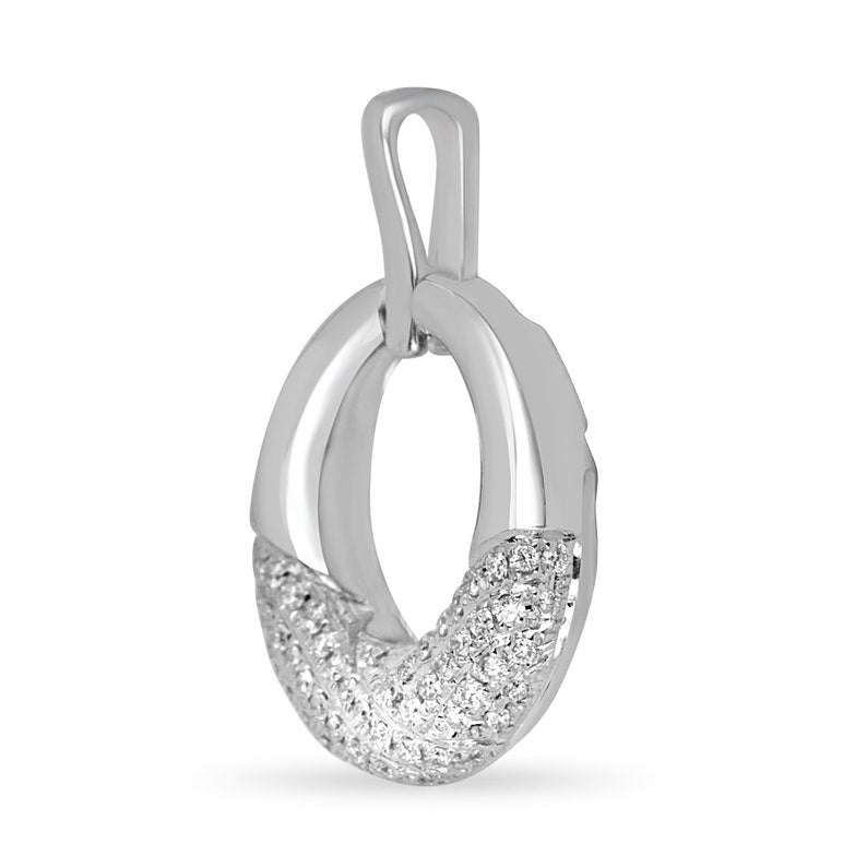 White Gold Pave Setting Round Diamond Necklace  