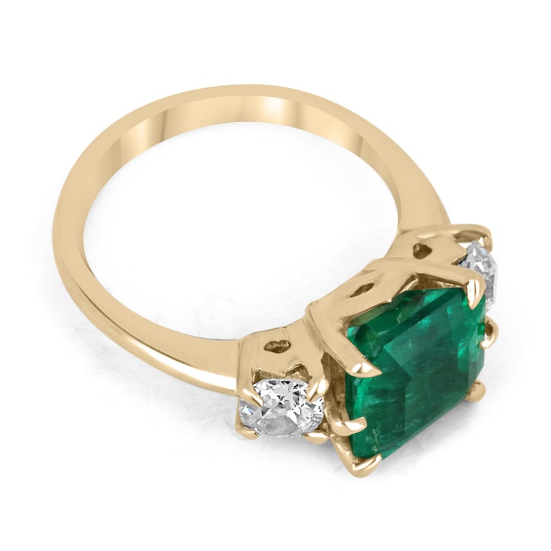 Emerald Diamond Three Stone Ring