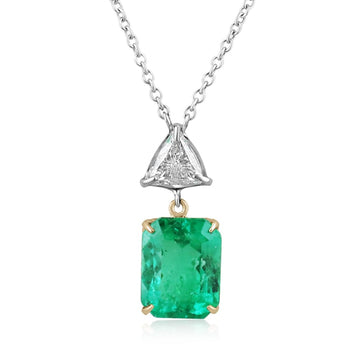 Emerald & Trillion Cut Diamond Accent Statement Necklace