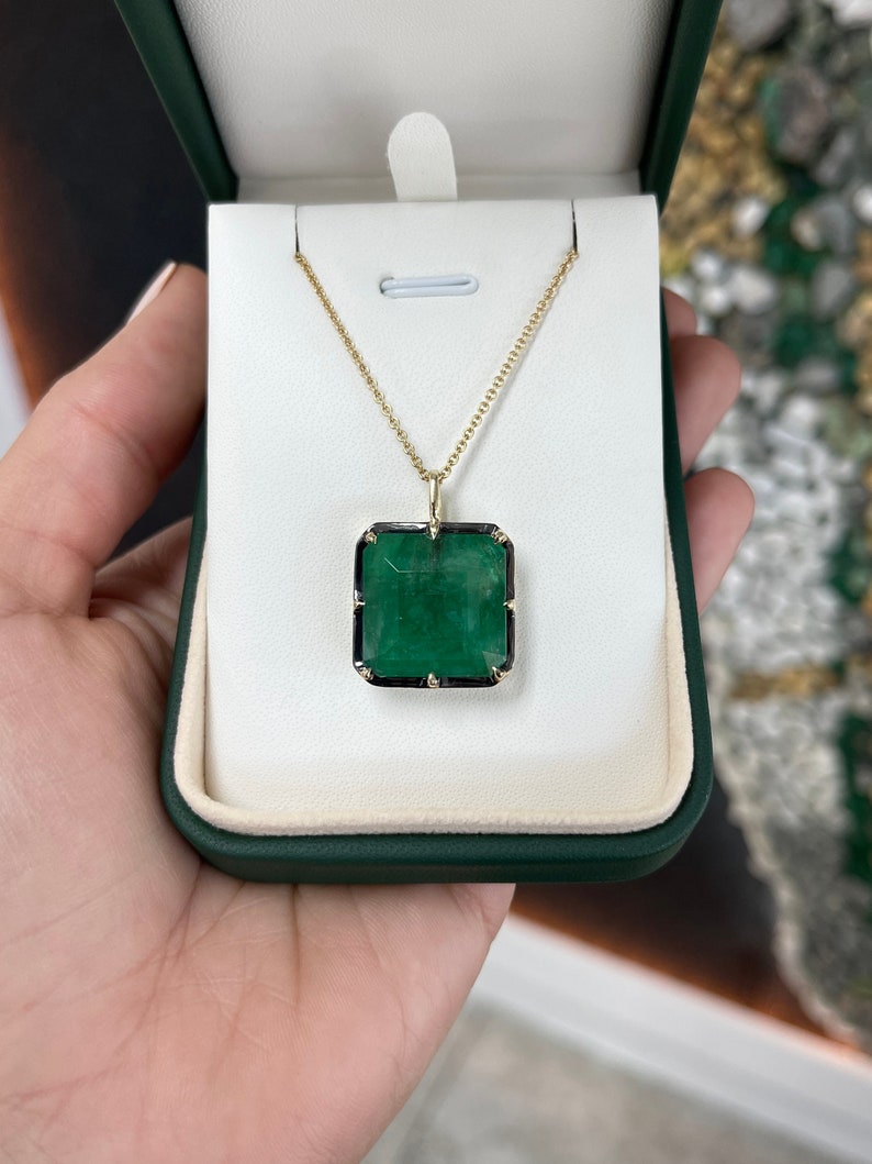 Deep Green Emerald Solitaire Necklace