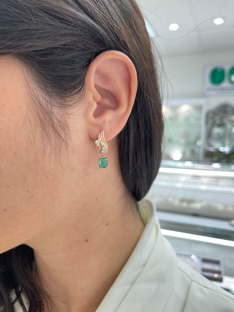 Emerald Pink Rose Gold Earrings