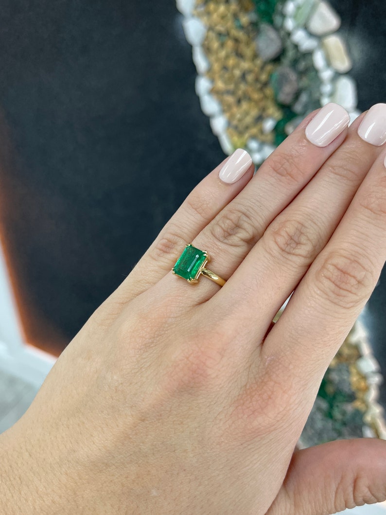 Emerald Solitaire 18K Engagement Ring