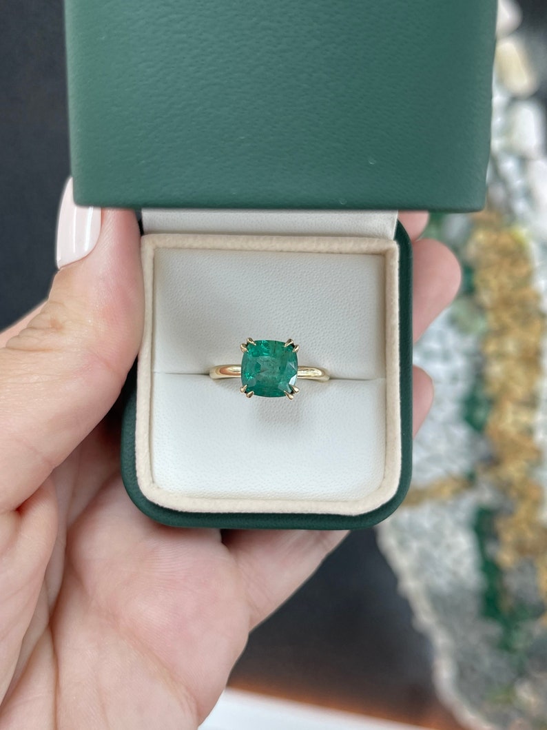 Cushion Cut Emerald Engagement Ring