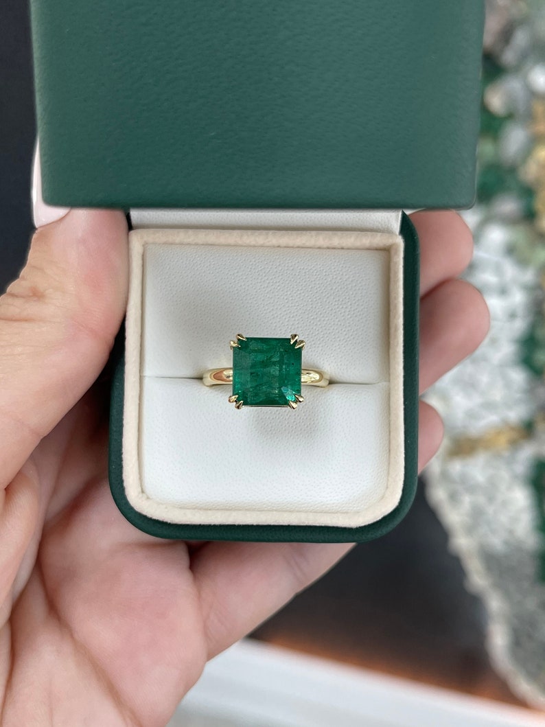 Emerald Solitaire 18K Engagement Ring