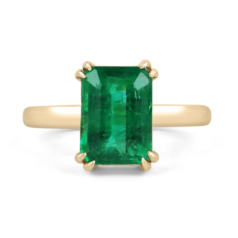 3.05cts AAA Emerald Solitaire 18K Gold Engagement Gold Ring