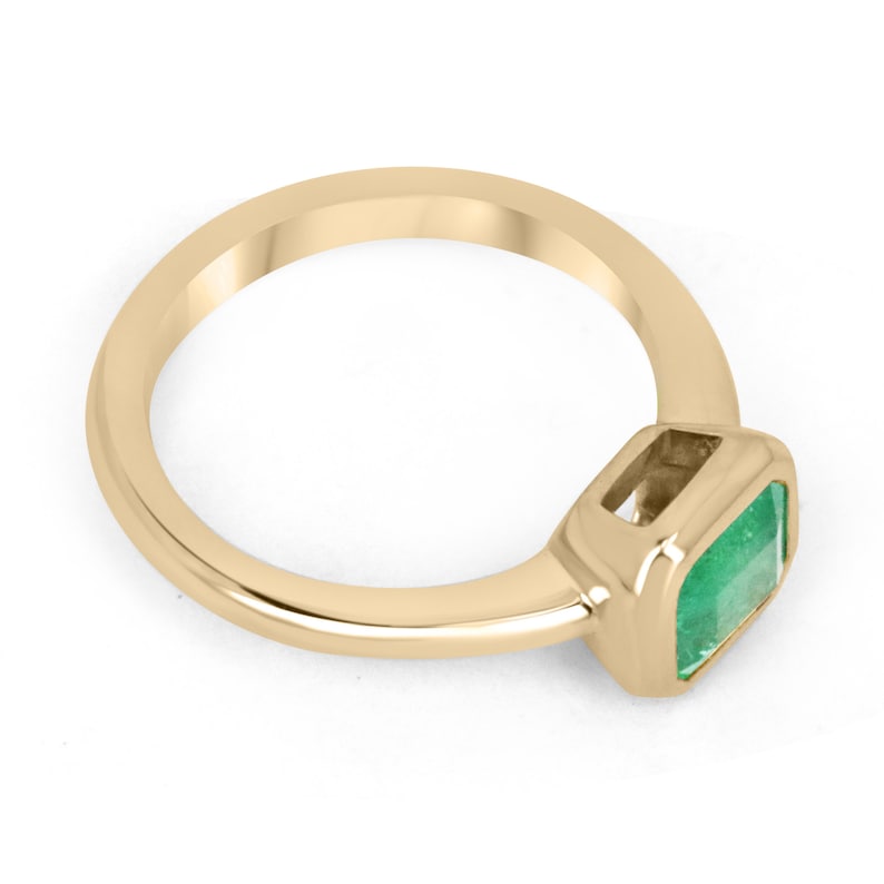 Emerald Cut Emerald Bezel Ring