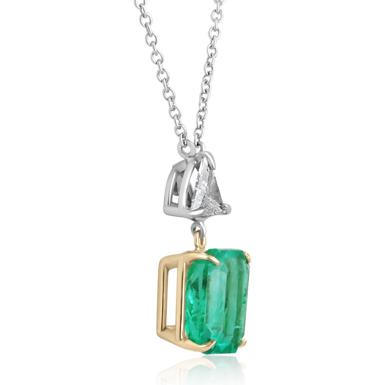 Emerald+Trillion Diamond Necklace